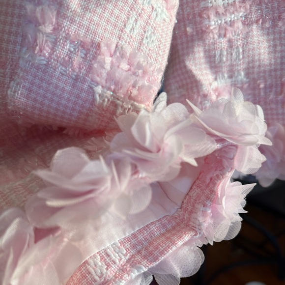 AKIRA NWT Size L Springtime Pretty Soft Pink Tweed Long Sleeve Blazer (0730) - Picture 9 of 11